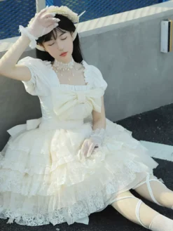 Sweet Lolita Dress Polyester Short Sleeves Dress -AYA Cosplay Shop 202305051557283912848