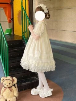 Sweet Lolita Dress Polyester Short Sleeves Sweet Dress -AYA Cosplay Shop 202305061113082923761