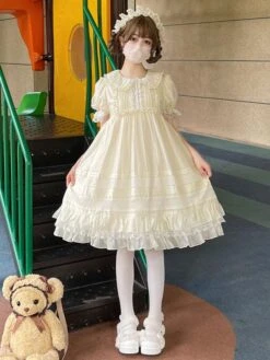 Sweet Lolita Dress Polyester Short Sleeves Sweet Dress -AYA Cosplay Shop 202305061113089517225