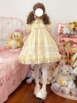 Sweet Lolita Dress Polyester Short Sleeves Sweet Dress -AYA Cosplay Shop 202305061113092582038