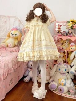 Sweet Lolita Dress Polyester Short Sleeves Sweet Dress -AYA Cosplay Shop 202305061113095816053