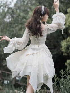 Sweet Lolita JSK Dress Ecru White Lolita Jumper Skirts -AYA Cosplay Shop 202305081805201183303