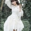 Sweet Lolita JSK Dress Ecru White Lolita Jumper Skirts -AYA Cosplay Shop 202305081805210308351