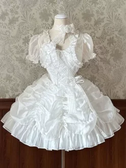 JSK Sweet Lolita Dress Polyester Short Sleeves Sweet Dress -AYA Cosplay Shop 202305121212531686105