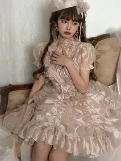 JSK Sweet Lolita Dress Polyester Short Sleeves Sweet Dress