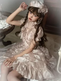 JSK Sweet Lolita Dress Polyester Short Sleeves Sweet Dress -AYA Cosplay Shop 202305121212555431175