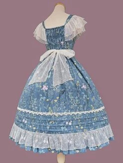 Classical Lolita Dress Cotton Sleeveless Lolita Dresses Teal -AYA Cosplay Shop 202305121546513261127
