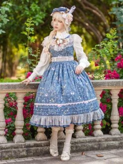 Classical Lolita Dress Cotton Sleeveless Lolita Dresses Teal -AYA Cosplay Shop 20230512154656152708
