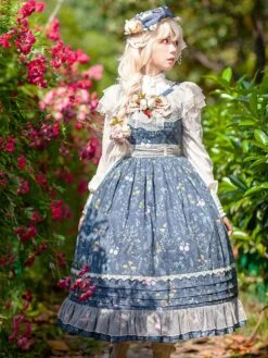 Classical Lolita Dress Cotton Sleeveless Lolita Dresses Teal -AYA Cosplay Shop 202305121546564869123