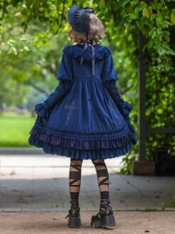 Classical Lolita Dress Velour Long Sleeves Black Lolita Dresses -AYA Cosplay Shop 202305221811195449893