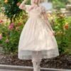 Classical Lolita Dress Bright Silk Chiffon Short Sleeves Light Apricot Dresses -AYA Cosplay Shop 202305241524592699143