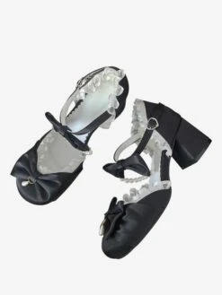 Lolita Wedding Dress Lolita Sandals Pink Bows Ruffles Elastic Fabric Round Toe Lolita Summer Shoes -AYA Cosplay Shop 202305301337225654967