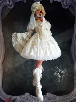 Sweet Lolita Dress Polyester Sleeveless Lolita Wedding Dress -AYA Cosplay Shop 202306051829289136938