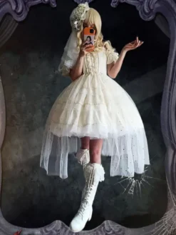 Sweet Lolita Dress Polyester Sleeveless Lolita Wedding Dress -AYA Cosplay Shop 202306051829292233673