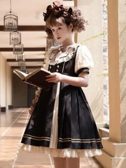 Sweet Lolita Dress Polyester Short Sleeves Dress Lolita Dress -AYA Cosplay Shop 202306051830033832993