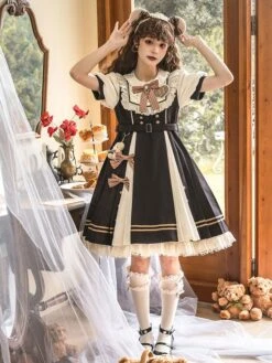 Sweet Lolita Dress Polyester Short Sleeves Dress Lolita Dress -AYA Cosplay Shop 202306051830039869617