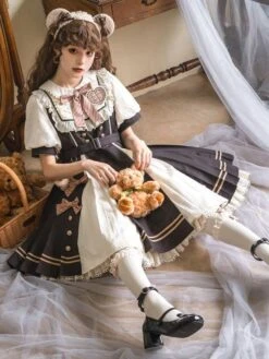 Sweet Lolita Dress Polyester Short Sleeves Dress Lolita Dress -AYA Cosplay Shop 202306051830059506272