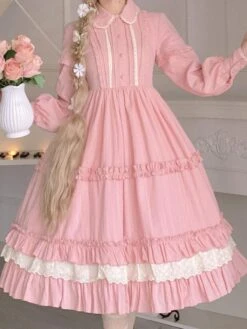 Sweet Lolita Dress Polyester Long Sleeves Dress -AYA Cosplay Shop 202306051830144325072