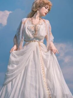 Academic Lolita Outfits White Embroidered Sleeveless Accessory Dress Cloak -AYA Cosplay Shop 20230616104901848657