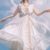 Academic Lolita Outfits White Embroidered Sleeveless Accessory Dress Cloak