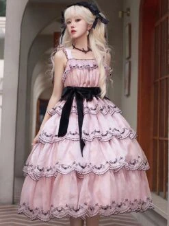 JSK Sweet Lolita Dress Polyester Sleeveless Sweet Hime Dress -AYA Cosplay Shop 202306211522420984657