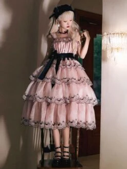 JSK Sweet Lolita Dress Polyester Sleeveless Sweet Hime Dress -AYA Cosplay Shop 202306211522430714296