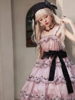 JSK Sweet Lolita Dress Polyester Sleeveless Sweet Hime Dress -AYA Cosplay Shop 202306211522433997485