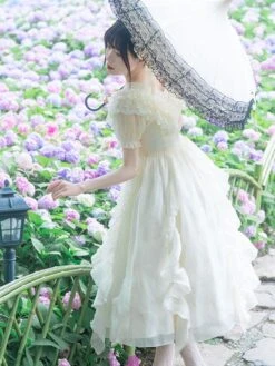 Sweet Lolita Dress Polyester Short Sleeves Ruffles Dress Sweet Lolita Dress -AYA Cosplay Shop 202306211522582399513
