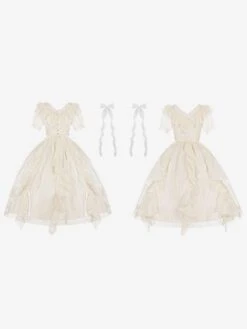 Sweet Lolita Dress Polyester Short Sleeves Ruffles Dress Sweet Lolita Dress -AYA Cosplay Shop 202306211522585574509
