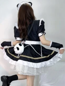 Maid Lolita Dress Polyester Short Sleeves Whit Ruffles Lolita Dress -AYA Cosplay Shop 202307051738076753134