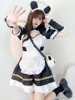 Maid Lolita Dress Polyester Short Sleeves Whit Ruffles Lolita Dress -AYA Cosplay Shop 202307051738080442927