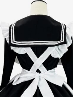 Maid Lolita Dress Polyester Long Sleeves Ruffles Navy Style Lolita Dress -AYA Cosplay Shop 202307051738098029439