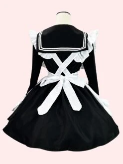 Maid Lolita Dress Polyester Long Sleeves Ruffles Navy Style Lolita Dress -AYA Cosplay Shop 202307051738101082198