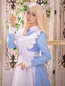 Maid Lolita Dress Polyester Long Sleeves Ruffles Sweet Lolita Dress -AYA Cosplay Shop 202307051738146704580