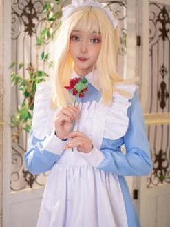 Maid Lolita Dress Polyester Long Sleeves Ruffles Sweet Lolita Dress -AYA Cosplay Shop 202307051738156067971