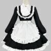 Black Maid Lolita Dresses Ruffles Long Sleeves Double Buckles Lolita Dress -AYA Cosplay Shop 202307051738212596966
