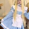 Maid Lolita Dress Polyester Long Sleeves Blue Lolita Dress -AYA Cosplay Shop 202307051738449007062