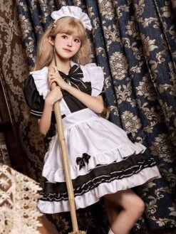 Miad Lolita Dresses Ruffles Bows Short Sleeves Lolita Dress -AYA Cosplay Shop 202307051738458651741