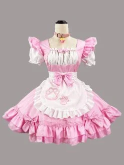 Maid Lolita Dresses Ruffles Bows Lace Short Sleeves Lolita Dress -AYA Cosplay Shop 202307051739139887176