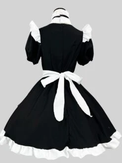 Maid Lolita Dresses Ruffles Lace Bandage Bows Black Lolita Dress -AYA Cosplay Shop 202307051745378267574