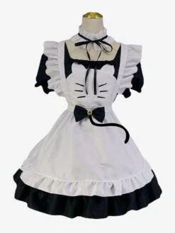 Maid Lolita Dresses Ruffles Lace Bow Short Sleeves Lolita Dress -AYA Cosplay Shop 202307051745407708776