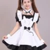 Maid Lolita Dresses Ruffles Lace Bow Short Sleeves Lolita Dress -AYA Cosplay Shop 202307051745422421003