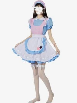 Sweet Maid Lolita Dress Polyester Short Sleeves Ruffles Maid Dress -AYA Cosplay Shop 202307051746404753546