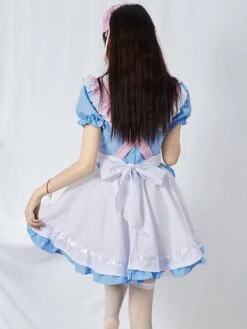 Sweet Maid Lolita Dress Polyester Short Sleeves Ruffles Maid Dress -AYA Cosplay Shop 202307051746407645460
