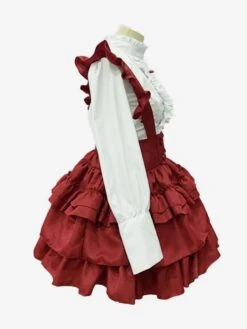 Maid Lolita Dresses Ruffles Red Long Sleeves Lolita Dress -AYA Cosplay Shop 202307051746416969813