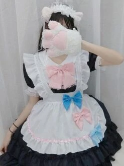 Sweet Maid Lolita Dress Polyester Short Sleeves Ruffles Lolita Dress -AYA Cosplay Shop 202307051746442396013