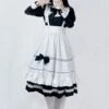 Gothic Maid Lolita Dresses Bows Ruffles Long Sleeves Black Lolita Dress -AYA Cosplay Shop 202307051747467934297