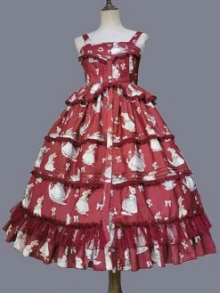 Classical Lolita Dress Polyester Sleeveless Classic Lolita Dresses Deep Blue -AYA Cosplay Shop 202307121036214129770