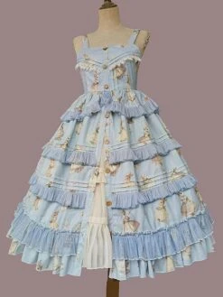 Classical Lolita Dress Polyester Sleeveless Classic Lolita Dresses Deep Blue -AYA Cosplay Shop 20230712103624192413