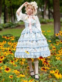 Classical Lolita Dress Polyester Sleeveless Classic Lolita Dresses Deep Blue -AYA Cosplay Shop 202307121036245508706